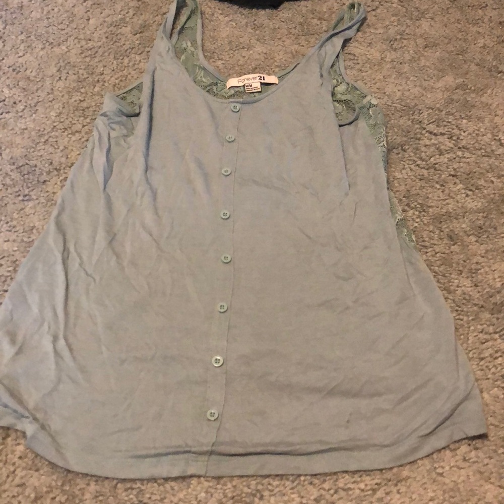 Green tank with lace back